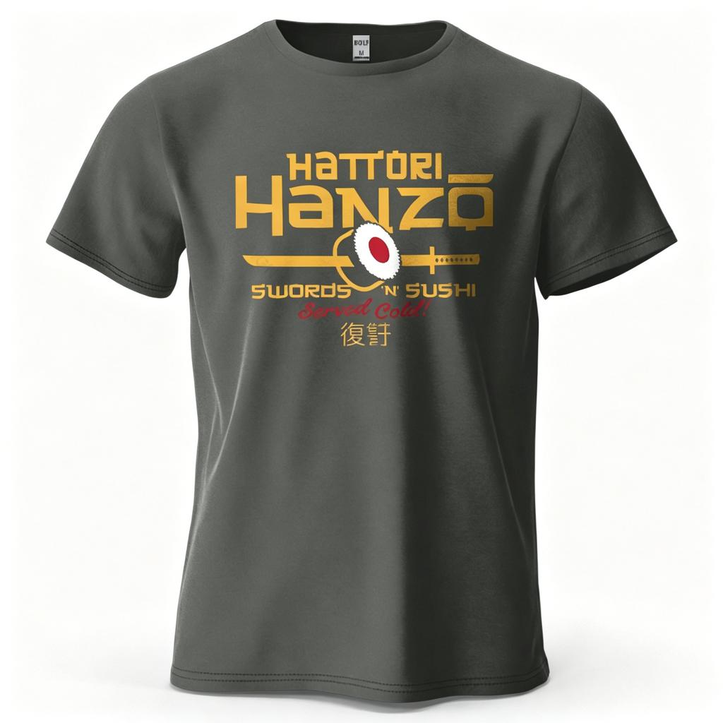Unisex Unisex Hattori Hanzo Tshirt Swords And Sushi Movie Graphic Tee Casual Japanese Retro Short Sleeve Cotton Streetwear Tshirt