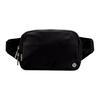 Everywhere 2L Solid Color Zipper Closure Simple Fashion Nylon Waist Bag Large Unisex Waist Bag Black LU9B11S-0001