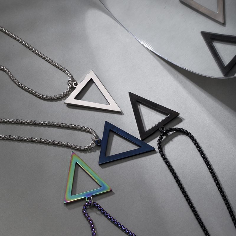 Men's Geometric Triangle Pendant Necklace Minimalist Cold Personality Accessory