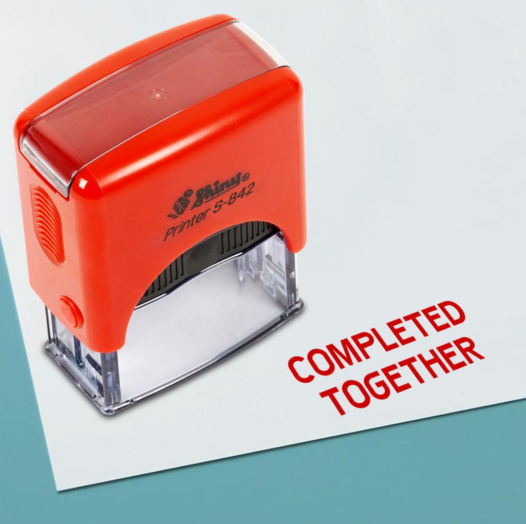 Printtoo Completed Together Self Inking Rubber Stamp Pre,Inked Office Stamp, Home Office Business Stationery, 38 x 14 mm,