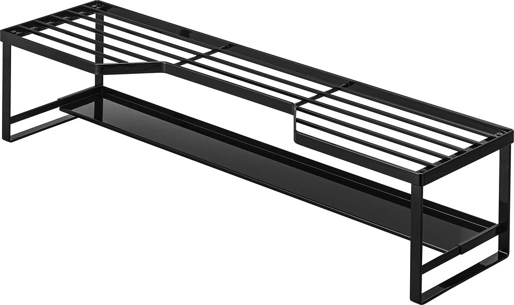 Yamazaki Stove Back Rack with Exhaust Outlet Cover for 60cm Stove Black W70XD18XH15cm Tower Sliding Type Exhaust Cover with Shelf 5269 Approx.