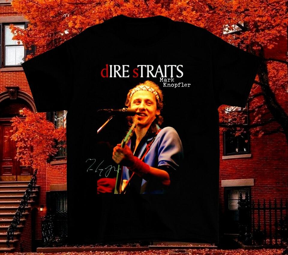 

Марк Нопфлер Dire Straits Band Футболка з коротким рукавом Подарункова Чорна Всі розміри KC108 Унісекс Футболка S