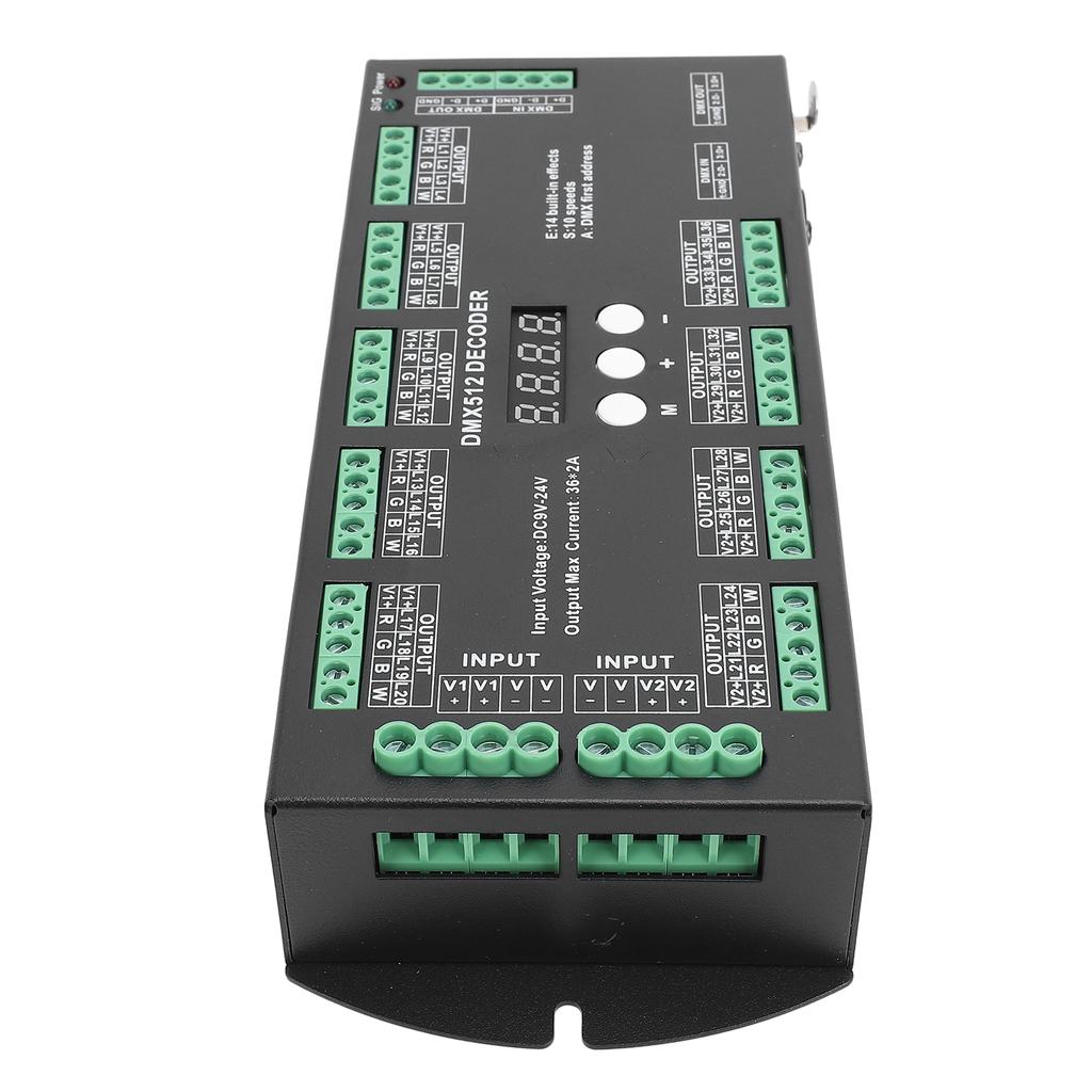 Digital Multiple X 512 Decoder 36CH 2A LED RGBW Digital Multiple X Decoder Controller with Digital Display for Strip Light