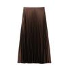 Spring 2025 Women's Slimming High-Waisted Silk Satin Pleated Midi Skirt