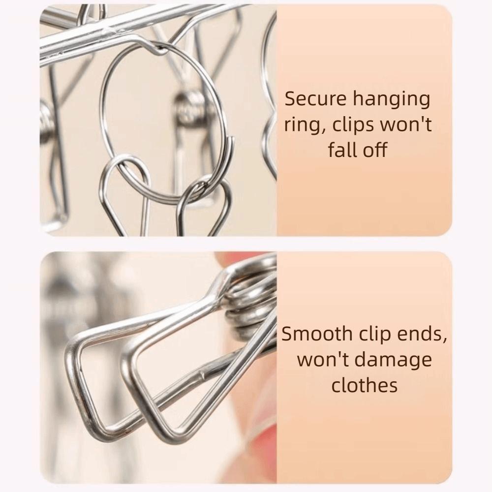 10/20/30 Clips Sock Hanger Clips Circular Design Multi-Clip Underwear Drying Rack Stainless Steel Windproof Garment Holder