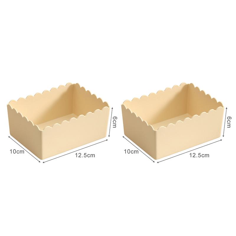 2PCS Solid Color Sundries Storage Box Cosmetic Box Bathroom Storage Basket Desktop Storage Box Home Office Storage Accessories