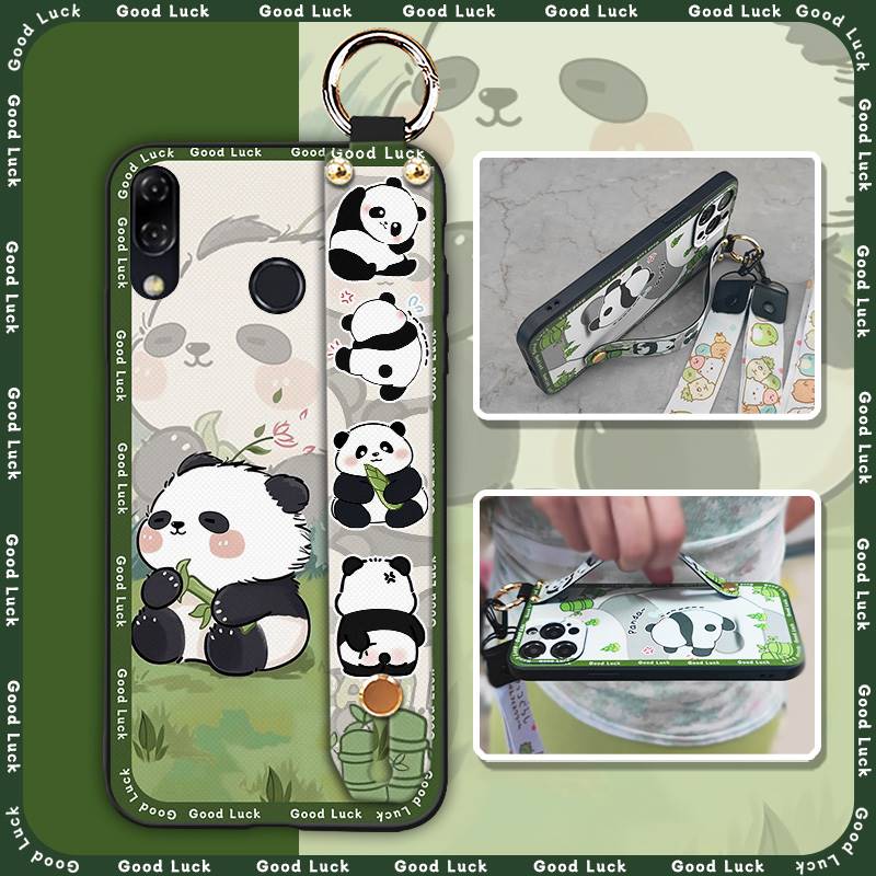 Protective Cute Phone Case For ASUS ZenFone 5 ZE620KL/ZS620KL Wristband Cartoon Panda Wrist Strap Lanyard Shockproof