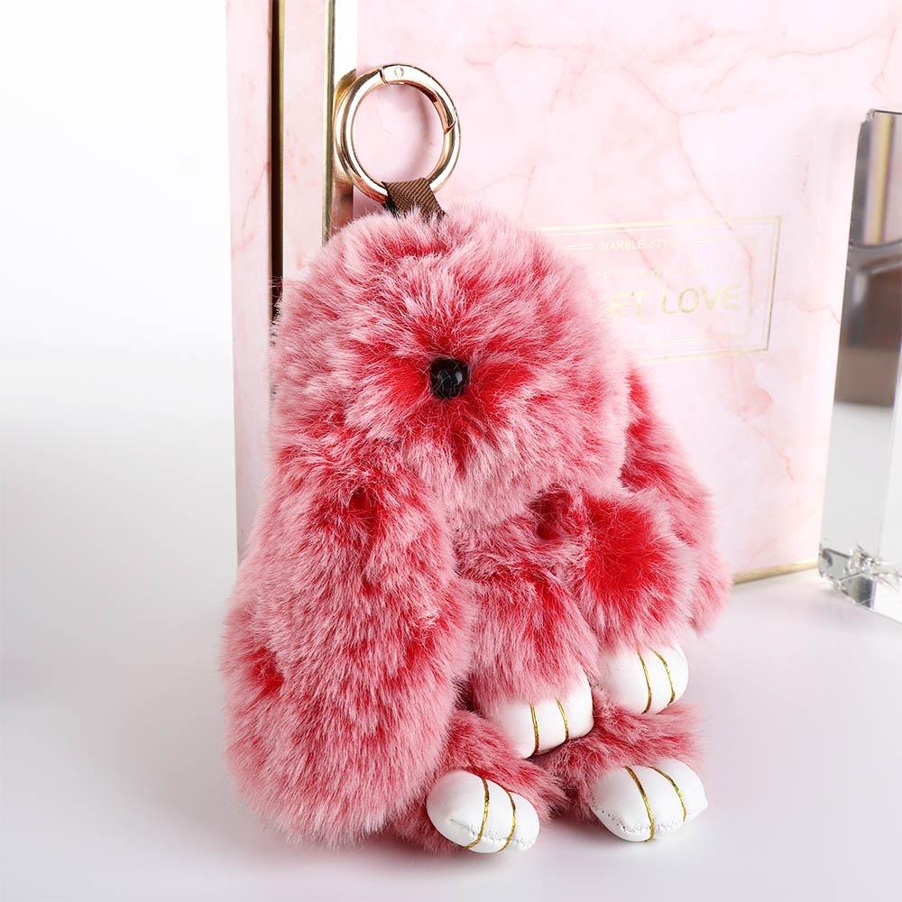 Jewelry Ornament Fluffy Toy Doll Plush Bunny Keyring Plush Bunny Keychain Rabbit Fur Keychain