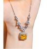 Square High Carbon Diamond Necklace Ring Women'S Ice Flower Cut Yellow Diamond Red Stone Square Bag Colorful Treasure Set