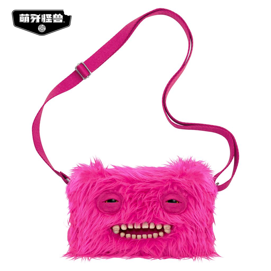 Borsa a tracolla peluche mostro denti brutti divertente Giocattolo animale di peluche stropicciato Regalo di compleanno carino strano per bambini