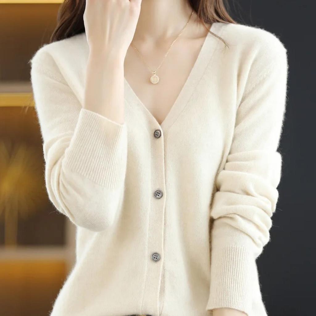 Women Knitwear V-Neck Single Breasted Button Pullovers Sweaters Women Fall Spring Long Sleeve Short Small Fresh Outer Wear Knitted Cardigan Tops