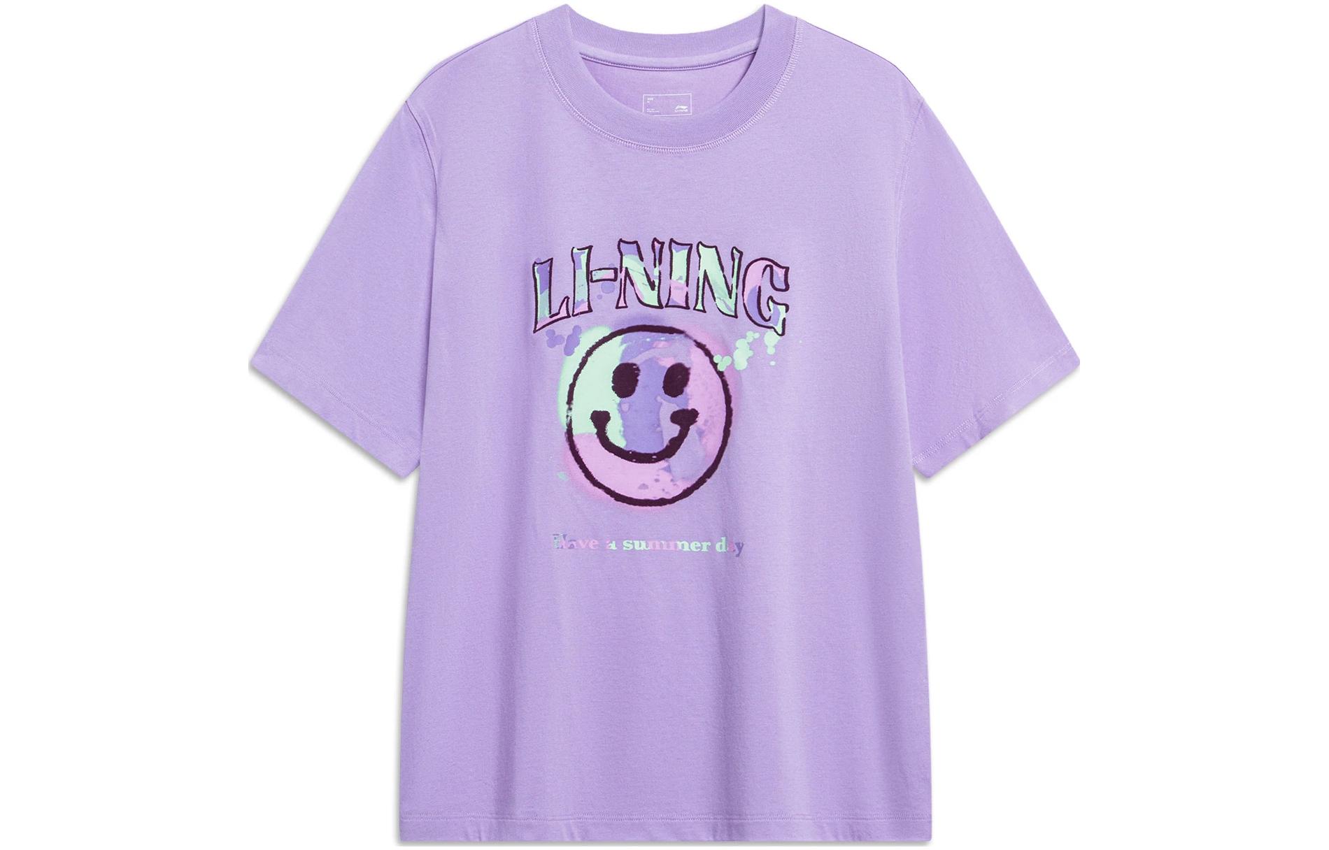 Li Ning Sports Life Collection Drop Shoulder Sleeve T Shirt Women s Vero Rose Purple AHST192-1 S