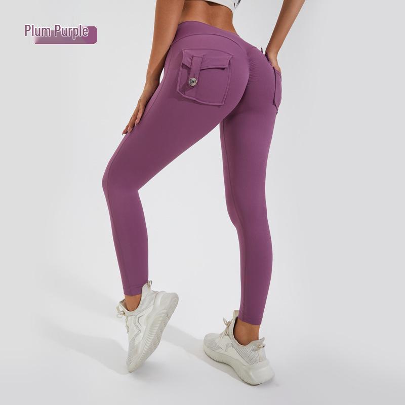 2024 Women's Peach Hip Yoga Pants with Pockets – Fitness Workwear Tights for Hip-lifting