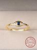 925 Silver Classic Golden Blue Devil's Eye Zircon Simple Ring For Women Engagement Wedding High Quality Fine Jewelry