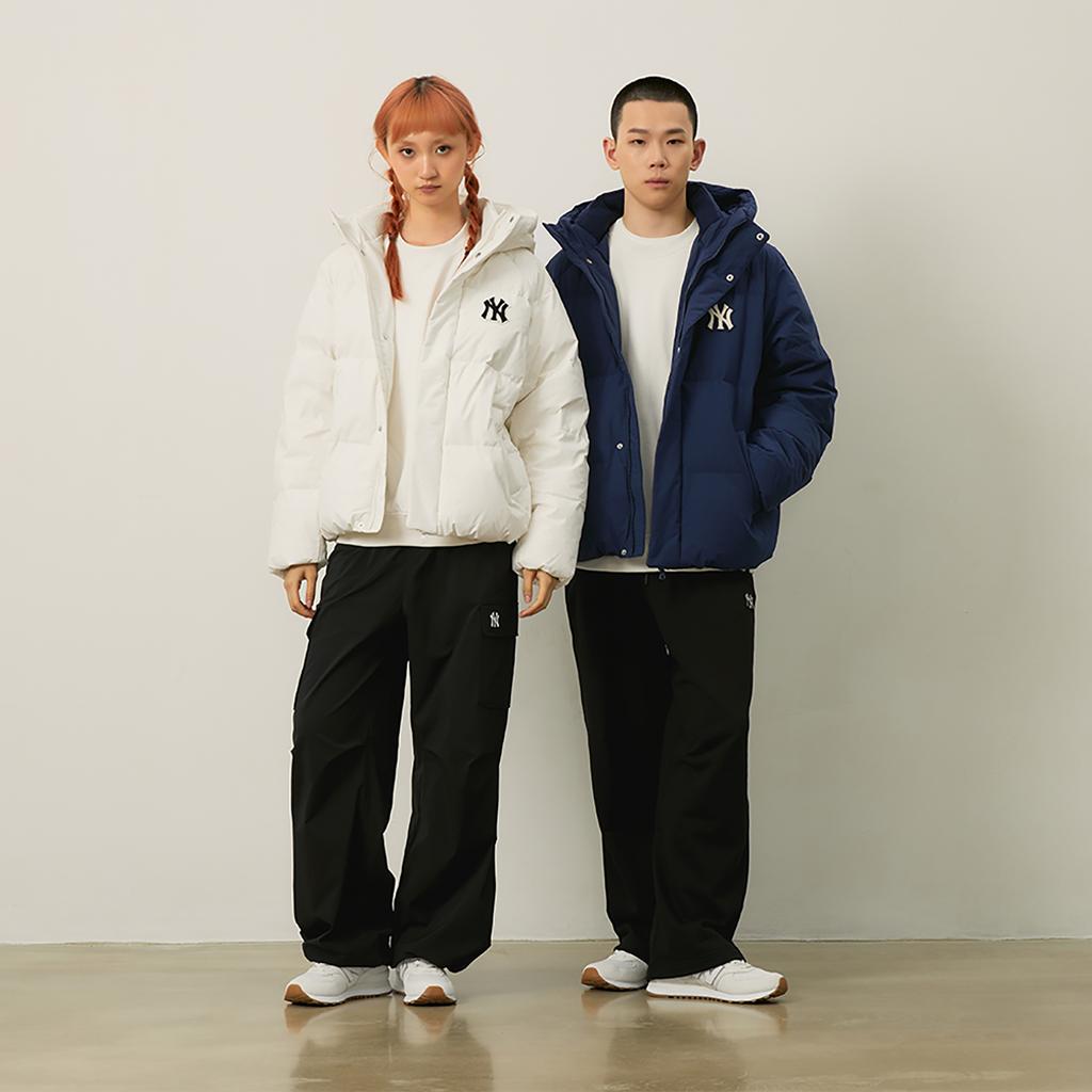 New MLB MLB Preppy Style Collection New York Yankees FW24 Down Jacket Unisex Light Navy Blue 3ADJV1046-50NYL