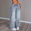 High Waist Straight Jeans Damen Locker Lässig Denim Hose Tägliche Straßenhose