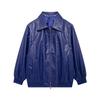Giacche Vintage a Manica Lunga con Revers a Punto Contrasto Donna Ampie Monocolore Zip Giacca in Pelle PU Femminile Autunno High Streetwear