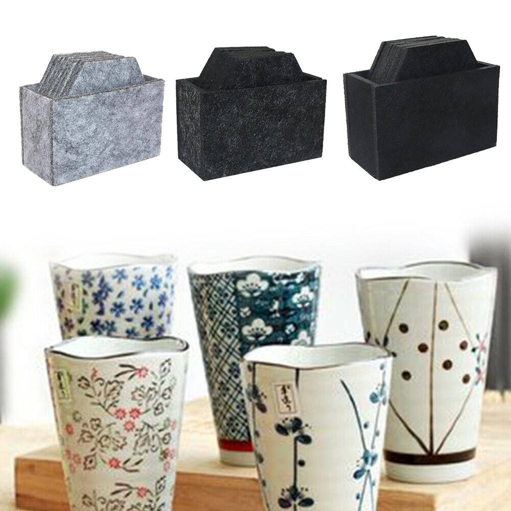 Set of 8 Drink -Coasters Cup Costers Cup Mat Tableware with Holder NEW