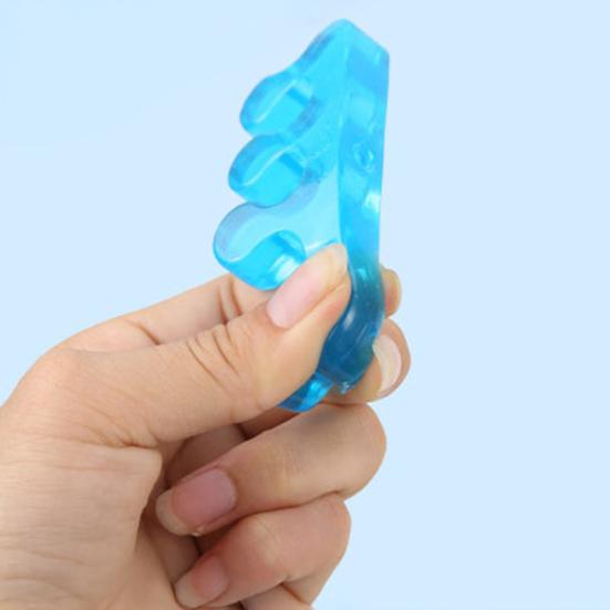 1 Pair Toe Separator for Overlapping Toes, 3-Hole Blue Gel Bunion Corrector, Soft SEBS Foot Spacer for Hallux Valgus, Toe Straightener for Women