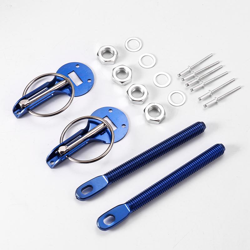 Universal Hood Pin Kit Bonnet Hood Pins Lock Latch Kit Aluminum Racing Latch Catch Pin Key Locking Kit Car Accessories Replace