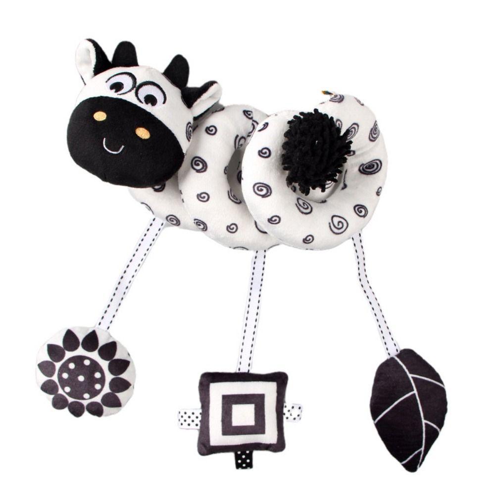 Animal-shaped Baby Stroller Hanging Pendants Cow Plush Stuffed Sensory Toy  Montessori Toys