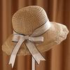 Fashion Women Sun Hats Straw Hat Female Ribbon Bow-knot Wide Brim Beach Hat Casual Summer Shade Cap