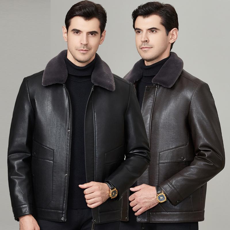Zeryer winterjacke herren lederfleece verdickte lederjacke mit revers Clearance