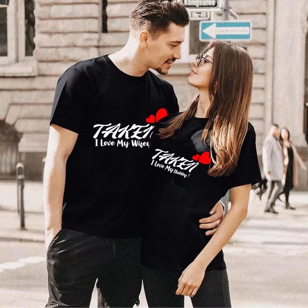 Valentine‘s Day Gift Tops Taken I Love My Wifey I Love My Hubby Matching Shirt Love Couples TShirts Lovers Valentine Tees Outfit