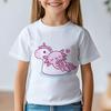 Axolotl Bubble Tea On Unicorn Tshirts Kawaii Anime Print Tops Cute Girl Cotton T-shirts Summer New Versatile Short Sleeve Tees
