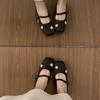 Niche design sense one-word buckle bag head half slippers female summer wear with skirt fairy wind rhinestone silver single shoes female