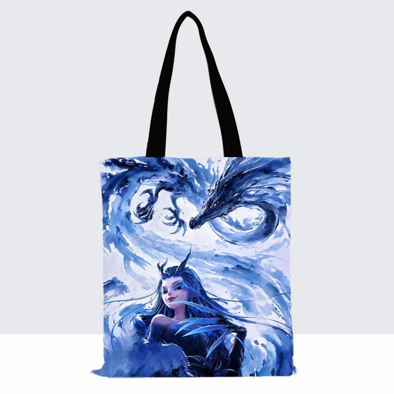 

2025 Новая популярная холщовая сумка Nezha, потрясающая сумка через плечо с мультяшным принтом, портативная сумка для покупок большой вместимости, сумка с односторонней печатью для взрослых и детей 37*34*1cm