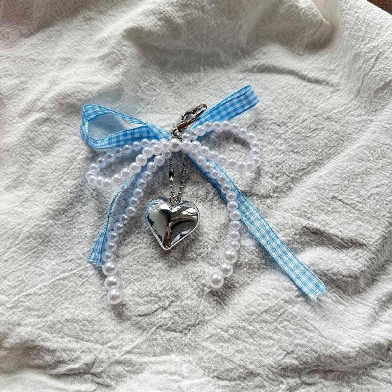 Drăguț inimă perle bowknot breloc pandantiv ornamente minunate decorațiuni breloc breloc pentru poșetă geanta rucsac geantă de mână