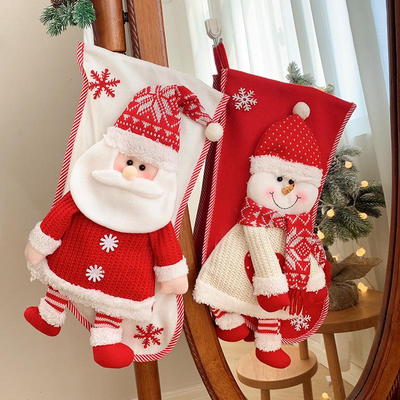 3D Knitted Santa Claus & Snowman Gift Bag Christmas Tree Decorations