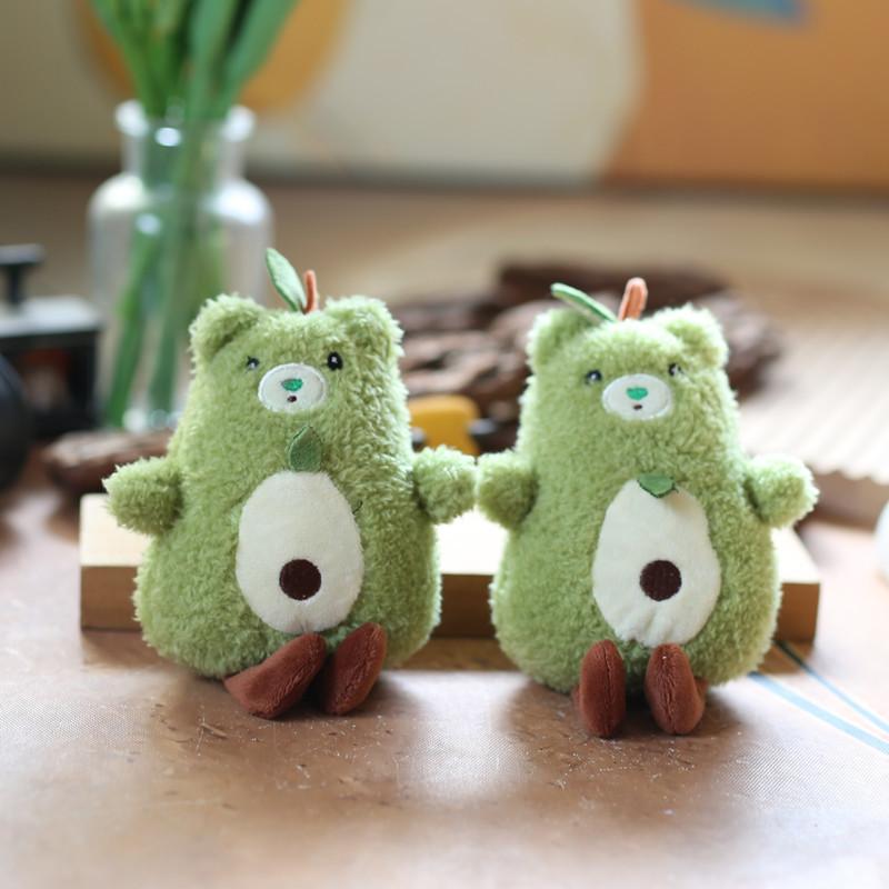 Lovable Avocado Bear Plush Doll Mini Stuffed Toy Key Holder Accessory Bag