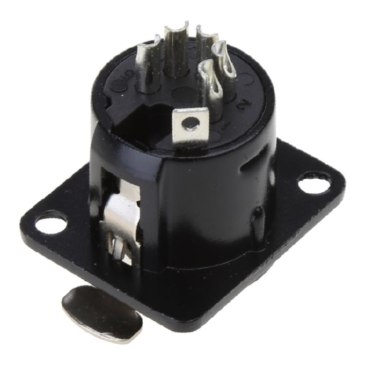 5-core XLR Connector Female Jack Socket Panel Mounted Type Square Shape Base