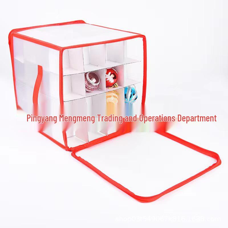 32-Grid Foldable Christmas Ornament Storage Box - Transparent PP Container for Christmas Balls