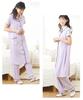 Maternity Open Nursing Cut and Cotton Short [Nissen] Pajamas, Front, Prenatal, Postnatal, Clothes, Sewn, Material, Blend, Sleeve, Summer, Navy,