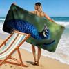 Peacock Design Green Background Beach Towel Quick-drying for Travel Outdoor Sports Jogging Beach and Swimming
