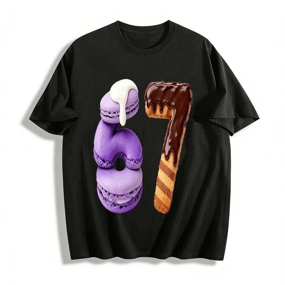 Macaron Chocolate Number 57 Print Casual Top Pure cotton T-shirt XXS