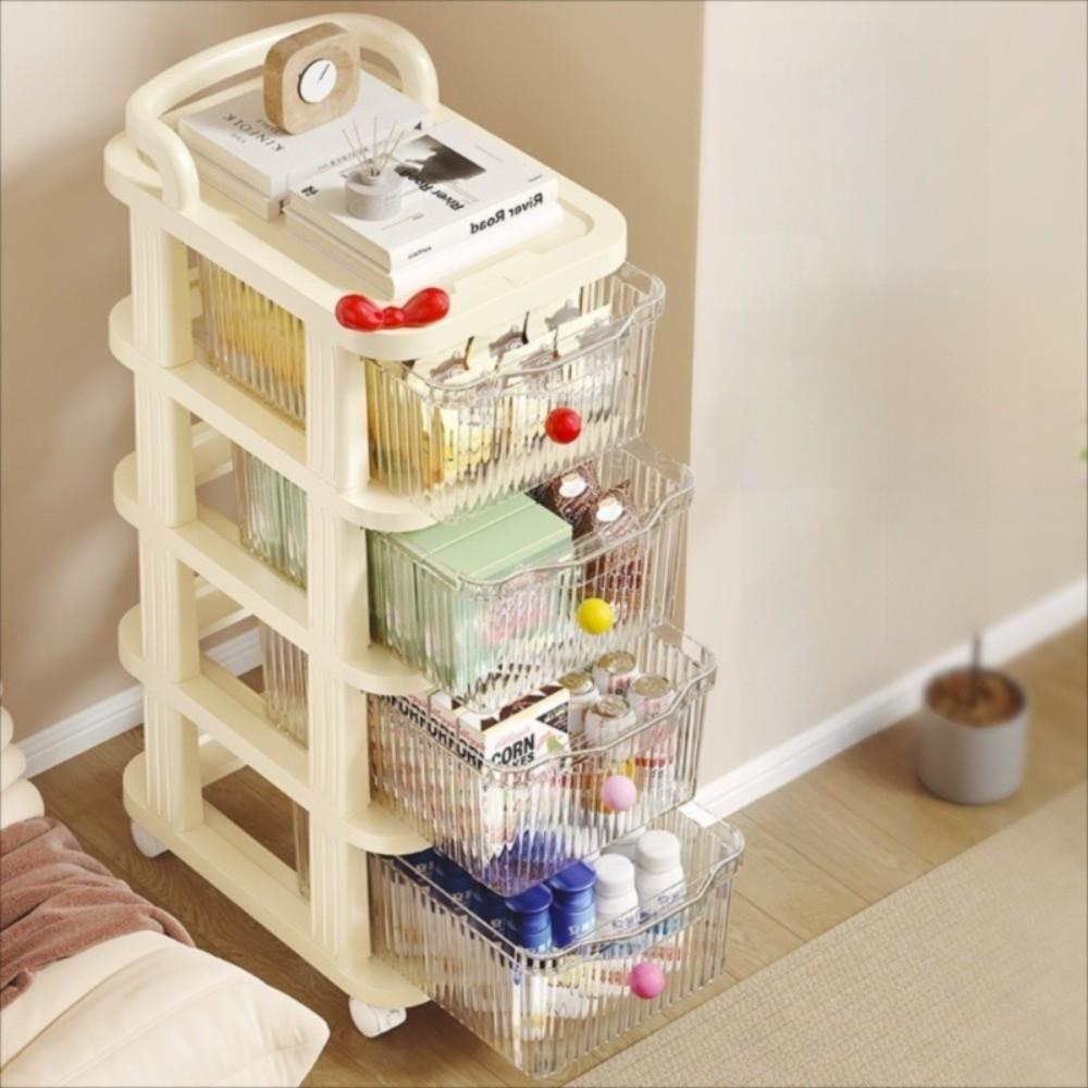 Transparent Drawer Storage Rack Trolley Style Household Storage Cabinet Trolley Storage Shelf  Home