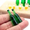 1Set 1/12 Dollhouse Miniature Resin Simulation Wine Bottle Model Mini Beer Drink Beverages Toy Decoration Dollhouse Accessorie