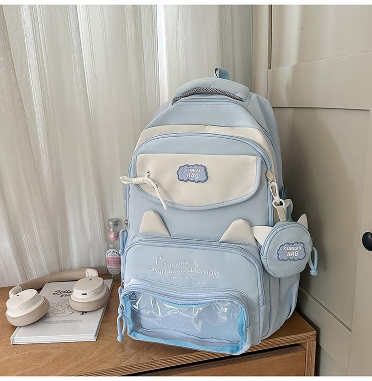 Schoolbag new high-value Japanese college style fresh and sweet contrasting color splicing backpack junior high school students lightweight backpack