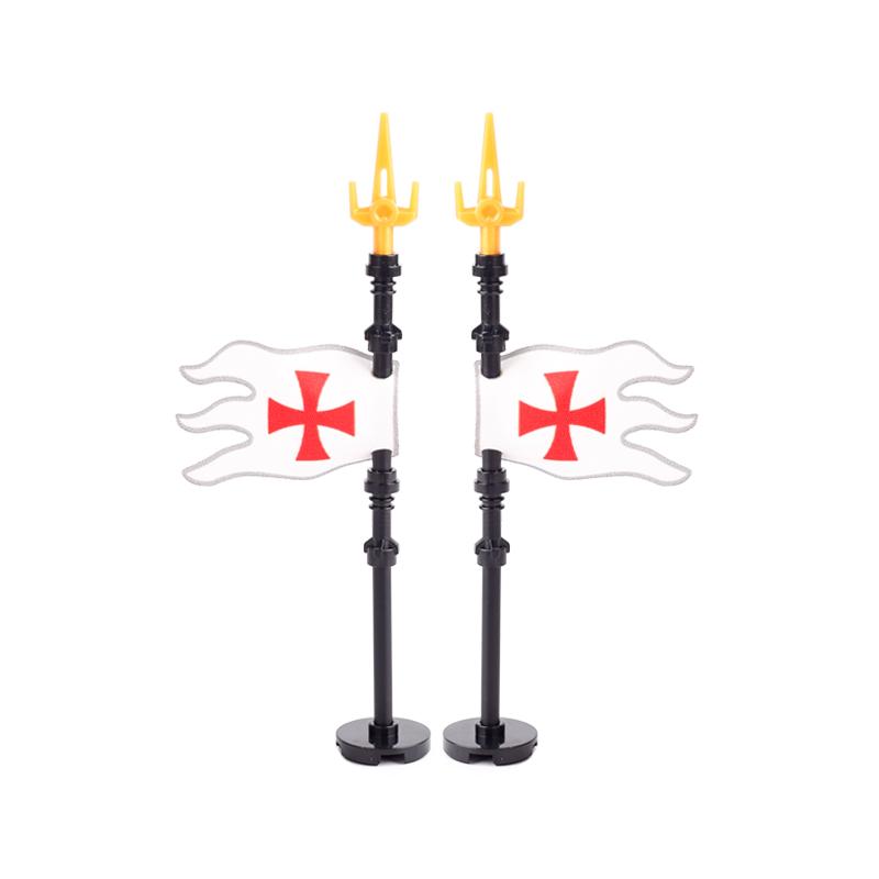 MOC Medieval Castle Knight Figures Flag Military Building Blocks Castle Accessories Soldier FiguresDIY Bricks Toys Kids Gift