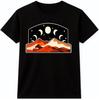 Mondphasen T-Shirt Himmlische Wüste Berg Nachthimmel Sterne Grafik T-Shirt