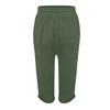 Women's Cotton And Linen Pocket Elastic Casual Pants Five Quarter Pants