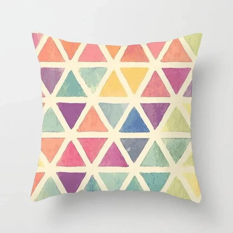 Car Living Room Sofa Cushion Cover Luxury Home Decoration Pillow Cover Rainbow Geometric Aesthetic Cushion Cover