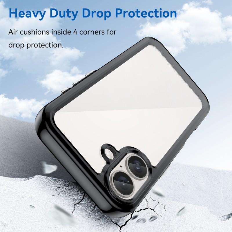For iPhone 16 Phone Case WANLONFENG XC Series TPU Acrylic Cover with Tempered Glass (Big Lens Hole)