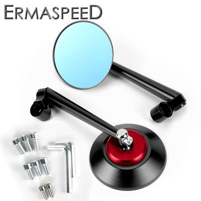 Round Motorcycle Rear View Mirrors Universal 8MM 10MM CNC Aluminum Handlebar Mirrors for Scooter Cruiser Dirt Bike