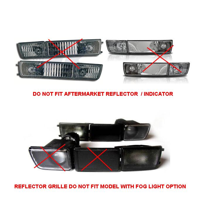 Front Bumper Side Reflector Grille Trim Cover,Left & Right Complete Set Replacement for VW Golf GTI MK3 Vento Jetta VR6