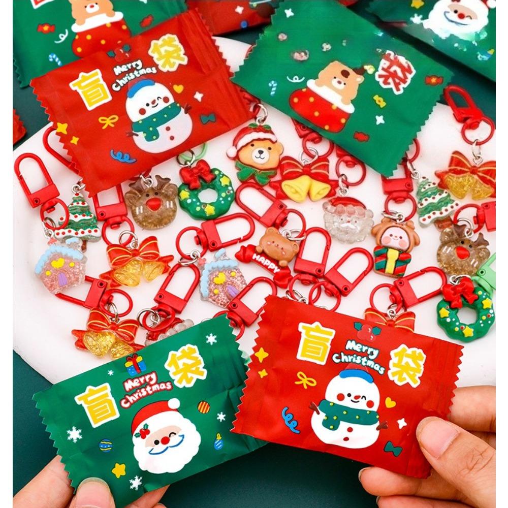 Chaveiros de Natal Sacos Surpresa Esmalte Papai Noel Guirlanda Chaveiros Presentes de Festival para Mulheres Homens Charms para Bolsa Pingentes